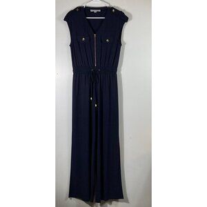 Womens Emma & Michelle Sleeveless Jumpsuit  Zip‎ Top Blue S